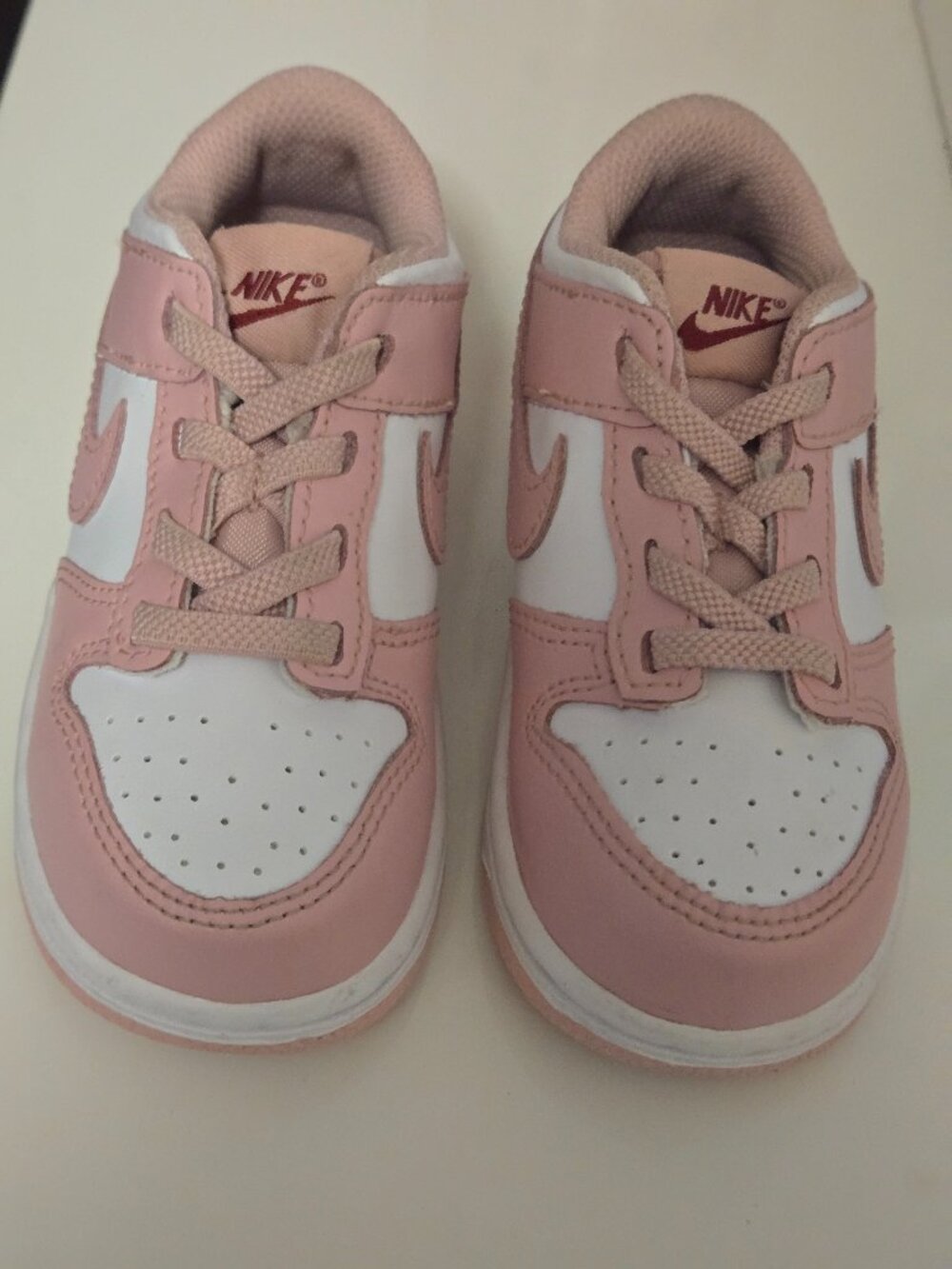 Nike Dunk Low Toddler Girls Pink and White Sneakers
